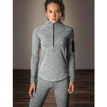 icyzone Women's Workout Yoga Track Jacket 1/2 Zip Long Sleeve Running Shirt