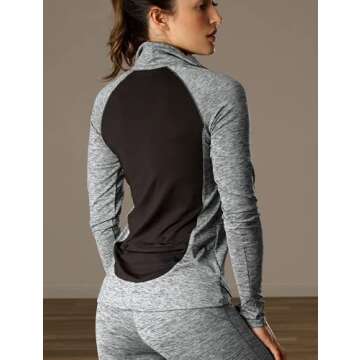 icyzone Women's Workout Yoga Track Jacket 1/2 Zip Long Sleeve Running Shirt