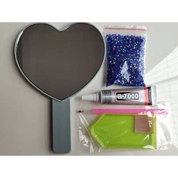 REABHPY DIY Heart-Shaped Handheld Mirror with Glitter