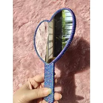 REABHPY DIY Heart-Shaped Handheld Mirror with Glitter