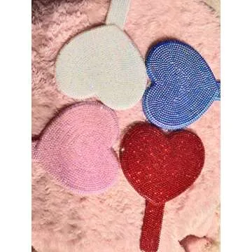 REABHPY DIY Heart-Shaped Handheld Mirror with Glitter
