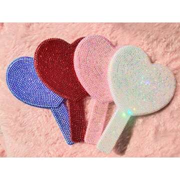 REABHPY DIY Heart-Shaped Handheld Mirror with Glitter