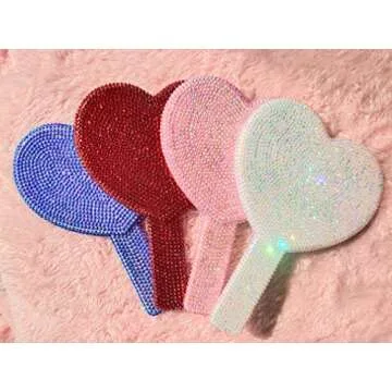 REABHPY DIY Heart-Shaped Handheld Mirror with Glitter