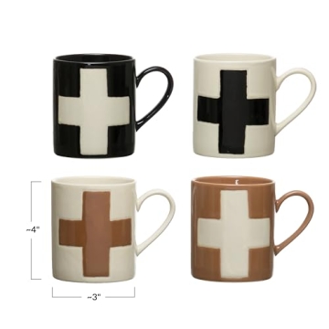 Creative Co-Op Stoneware Mugs & Cups Set of 4