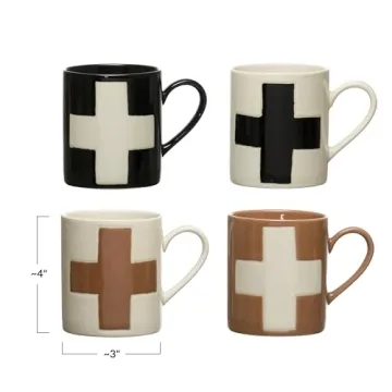 Creative Co-Op Stoneware Mugs & Cups Set of 4