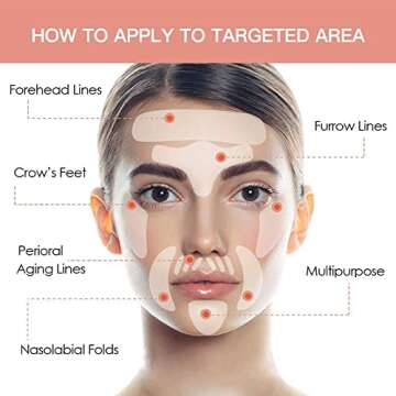 Facial Wrinkle Smoothing Patches, Anti Wrinkle Face Strips, Set of 256pcs Reusable Face Tape for Red...