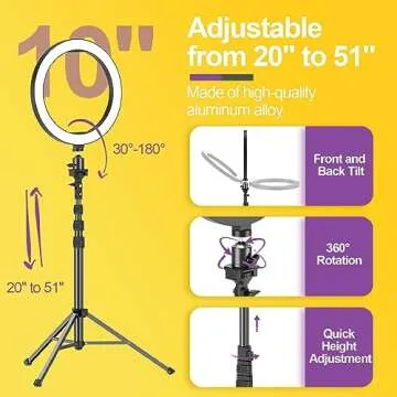 EMART 10" Ring Light with 55" Extendable Tripod Stands and Phone Holder, Dimmable LED Circle Round Light for Selfie Camera Photography/Makeup/YouTube Video/Vlogging/Live Streaming