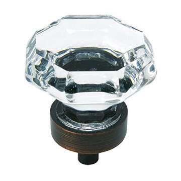 Cosmas Oil Rubbed Bronze Cabinet Knob Set - Elegant Clear Glass Design