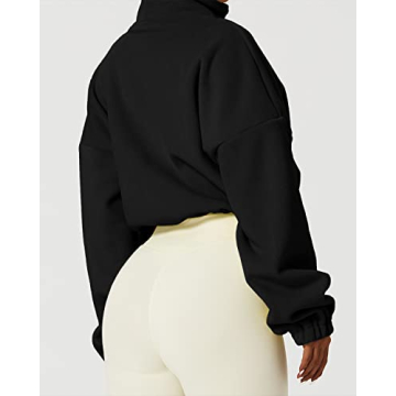 QINSEN Women's Stylish Full Zip Fleece Short Jacket