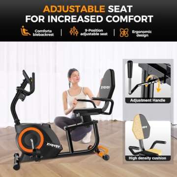 Recumbent Exercise Bike, Recumbent Stationary Bike for Home, Recumbent Bike with 400LB Weight Capaci...