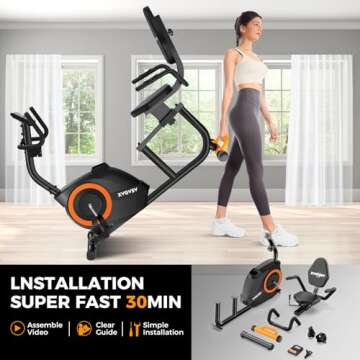 Recumbent Exercise Bike, Recumbent Stationary Bike for Home, Recumbent Bike with 400LB Weight Capacity Whisper-Quiet 16 Levels Magnetic Resistance Heart Rate Handle and Multi-Function LCD Comfortable Seat