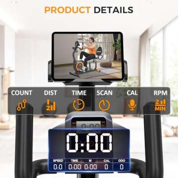 Recumbent Exercise Bike, Recumbent Stationary Bike for Home, Recumbent Bike with 400LB Weight Capacity Whisper-Quiet 16 Levels Magnetic Resistance Heart Rate Handle and Multi-Function LCD Comfortable Seat