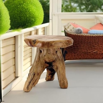 WELLAND Tree Stump Stool - Unique Natural Stool for Home