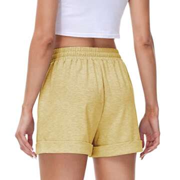 BONTIME Sweat Shorts for Women Summer Causal Drawstring Gym Athletic Shorts, Soft Comfty Running Shorts with Pockets Khaki