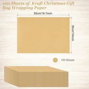 100 Sheets Kraft Tissue Paper Artdly 14 x 20 Inches Brown Wrapping Paper Bulk for Weddings Birthday DIY Project Festival Wrapping Crafts Decor