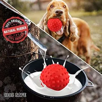 RHL Dog Squeaky Toys for Aggressive chewers Large Breed Balls Interactive Ball Toy Almost Indestructible Tough Durable Stick Medium Small Dogs Puppy Chew with Non-Toxic Natural Rubber