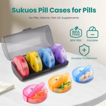 Colorful Sukuos Weekly Pill Organizer for Easy Med Management