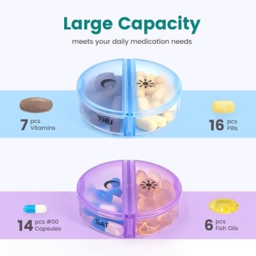 Colorful Sukuos Weekly Pill Organizer for Easy Med Management