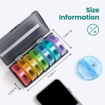 Colorful Sukuos Weekly Pill Organizer for Easy Med Management