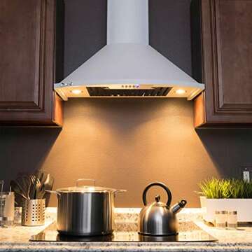 Golden Vantage 30" Wall Mount Stainless Steel White Finish Push Button Kitchen Range Hood Stove Vent
