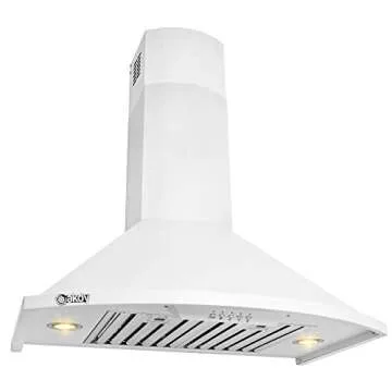 Golden Vantage 30" Wall Mount Stainless Steel White Finish Push Button Kitchen Range Hood Stove Vent