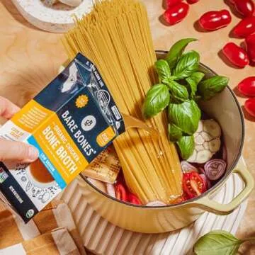 Bare Bones Low Sodium Organic Chicken Bone Broth | Pour w/ Pasture Raised Protein & Collagen for Cooking & Sipping | No Artificial Flavors Non-GMO Gluten & Dairy-Free Keto & Paleo Friendly | 16oz Carton