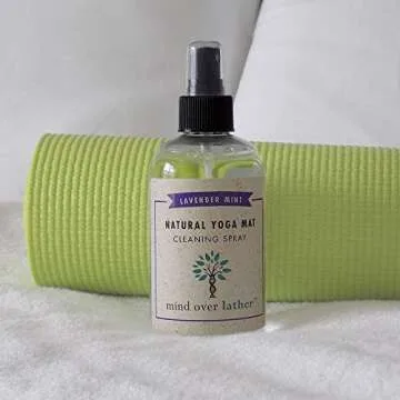Mind Over Lather 100% Natural Yoga Mat Cleaning Spray 8oz | Works with All Mats | Cleans and Restores Using Essential Oils Naturally | Calming Lavender Mint