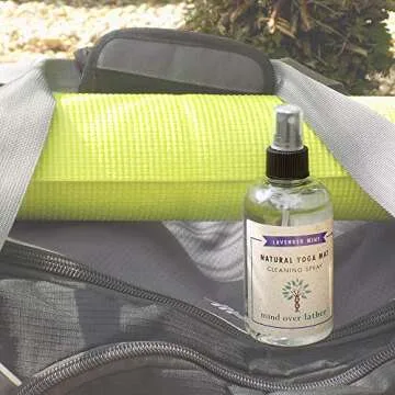 Mind Over Lather 100% Natural Yoga Mat Cleaning Spray 8oz | Works with All Mats | Cleans and Restores Using Essential Oils Naturally | Calming Lavender Mint