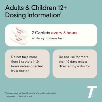 Tylenol Extra Strength Caplets with 500 mg Acetaminophen, Pain Reliever and Fever Reducer for Headache, Backache & Menstrual Pain Relief, 2-Caplet Pouches, 50 Count