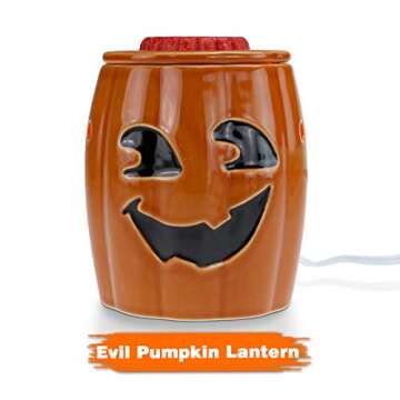 Ceramic Halloween Wax Melt Warmer, Candle Wax Warmer, 2-in-1 Electric Wax Melter and Fragrance Warmer for Scented Candle Wax Burner with One More Bulb Removable Dish, Ideal Gifts for Family Friend