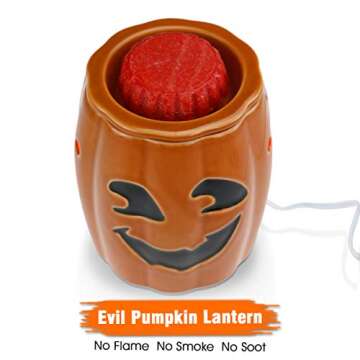 Ceramic Halloween Wax Melt Warmer, Candle Wax Warmer, 2-in-1 Electric Wax Melter and Fragrance Warmer for Scented Candle Wax Burner with One More Bulb Removable Dish, Ideal Gifts for Family Friend