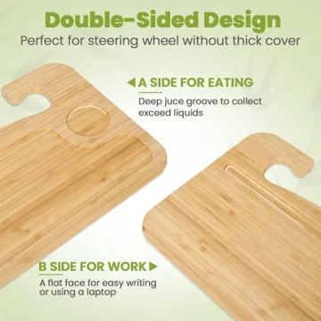 Bamboo Steering Wheel Tray for Laptop and Meals on the Go