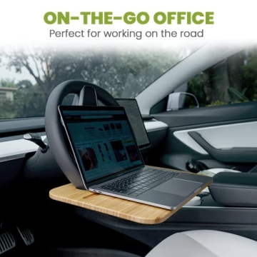 Bamboo Steering Wheel Tray for Laptop and Meals on the Go