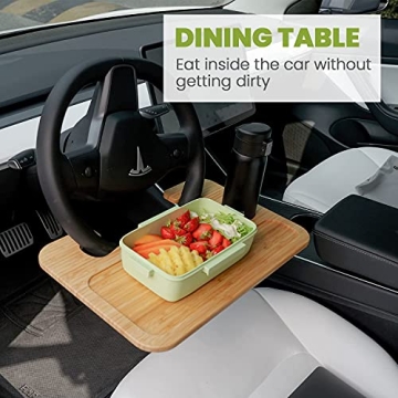 Bamboo Steering Wheel Tray for Laptop and Meals on the Go