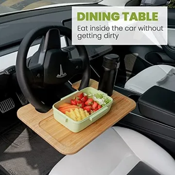 Bamboo Steering Wheel Tray for Laptop and Meals on the Go