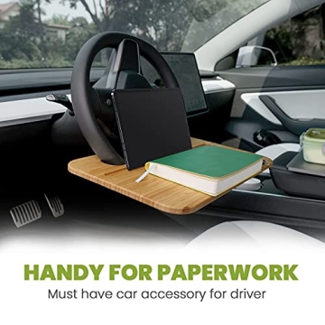 Bamboo Steering Wheel Tray for Laptop and Meals on the Go