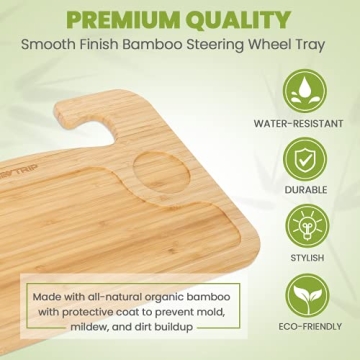 Bamboo Steering Wheel Tray for Laptop and Meals on the Go