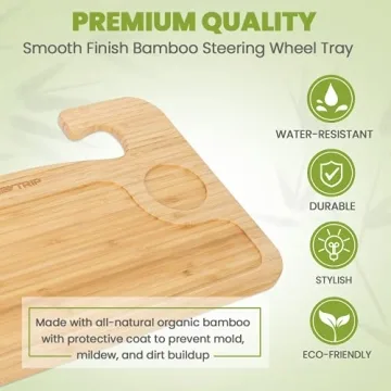 Bamboo Steering Wheel Tray for Laptop and Meals on the Go