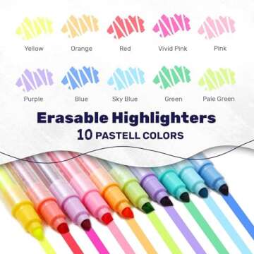 YOOUSOO Erasable Highlighters, Double Head Smooth Writing Highlighters Assorted Colors Chisel Tip Hi...