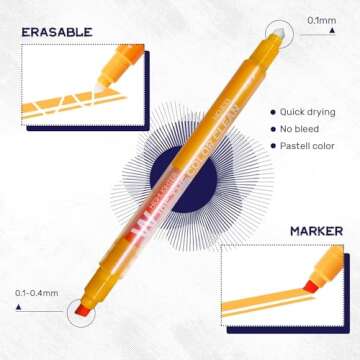 YOOUSOO Erasable Highlighters, Double Head Smooth Writing Highlighters Assorted Colors Chisel Tip Highlighter Markers, Double-end Erasable Highlighter Pen Markers
