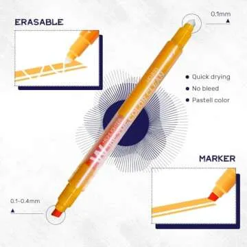 YOOUSOO Erasable Highlighters, Double Head Smooth Writing Highlighters Assorted Colors Chisel Tip Highlighter Markers, Double-end Erasable Highlighter Pen Markers