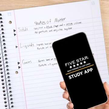 Five Star Spiral Notebook Plus Study App, 1 Subject, Wide Ruled Paper, 100 Sheets, 8" x 10-1/2", Ame...