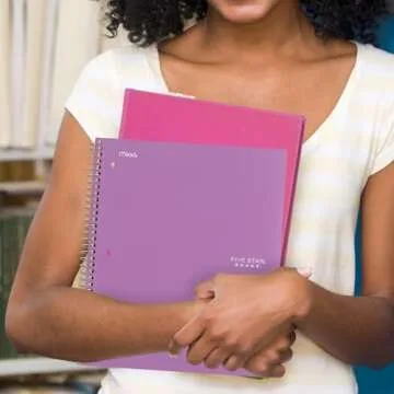 Five Star Spiral Notebook Plus Study App, 1 Subject, Wide Ruled Paper, 100 Sheets, 8" x 10-1/2", Amethyst Purple (72351)