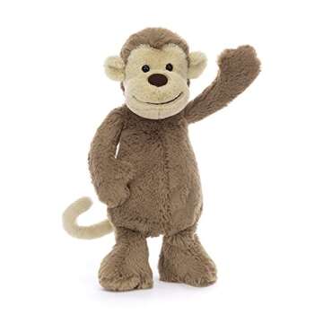 Jellycat Bashful Monkey Stuffed Animal - Medium Monkey Plush Toy Gift
