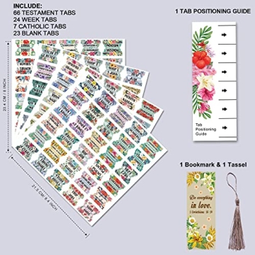 Cualfec Bible Index Tabs - 122 Pcs Floral Design
