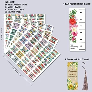Cualfec Bible Index Tabs - 122 Pcs Floral Design
