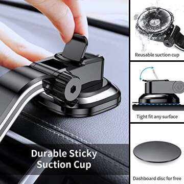 Dashboard Magnetic Car Phone Mount - FLOVEME Universal Strong Suction Cup 360 Hands Free Magnet Cell Phone Car Holder for iPhone X XR 11 Pro Xs Max 6 7 8 Plus Samsung Galaxy S20 S10 S9 S8 Note 10 9 8