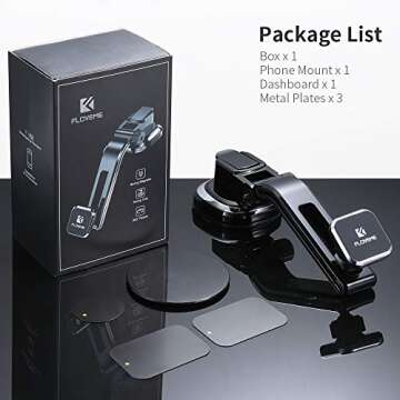 Dashboard Magnetic Car Phone Mount - FLOVEME Universal Strong Suction Cup 360 Hands Free Magnet Cell Phone Car Holder for iPhone X XR 11 Pro Xs Max 6 7 8 Plus Samsung Galaxy S20 S10 S9 S8 Note 10 9 8