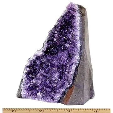 Dancing Bear Amethyst Cluster Cut Base (up to ½ lb), Celestite, & Selenite Tower (3" Tall), Healing Crystal (3 Pc Set) Premium Grade A, Bohemian Home Décor, Natural Good Vibes, Metaphysical Info Cards