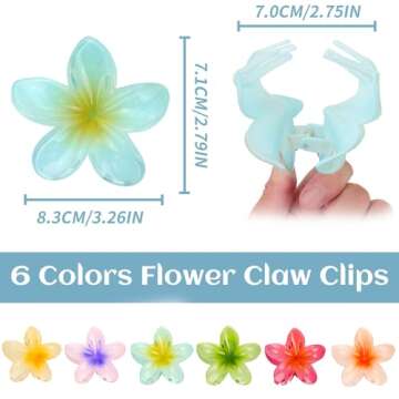 WACHLL Hawaiian Flower Claw Clips - Strong Hold Hair Accessories